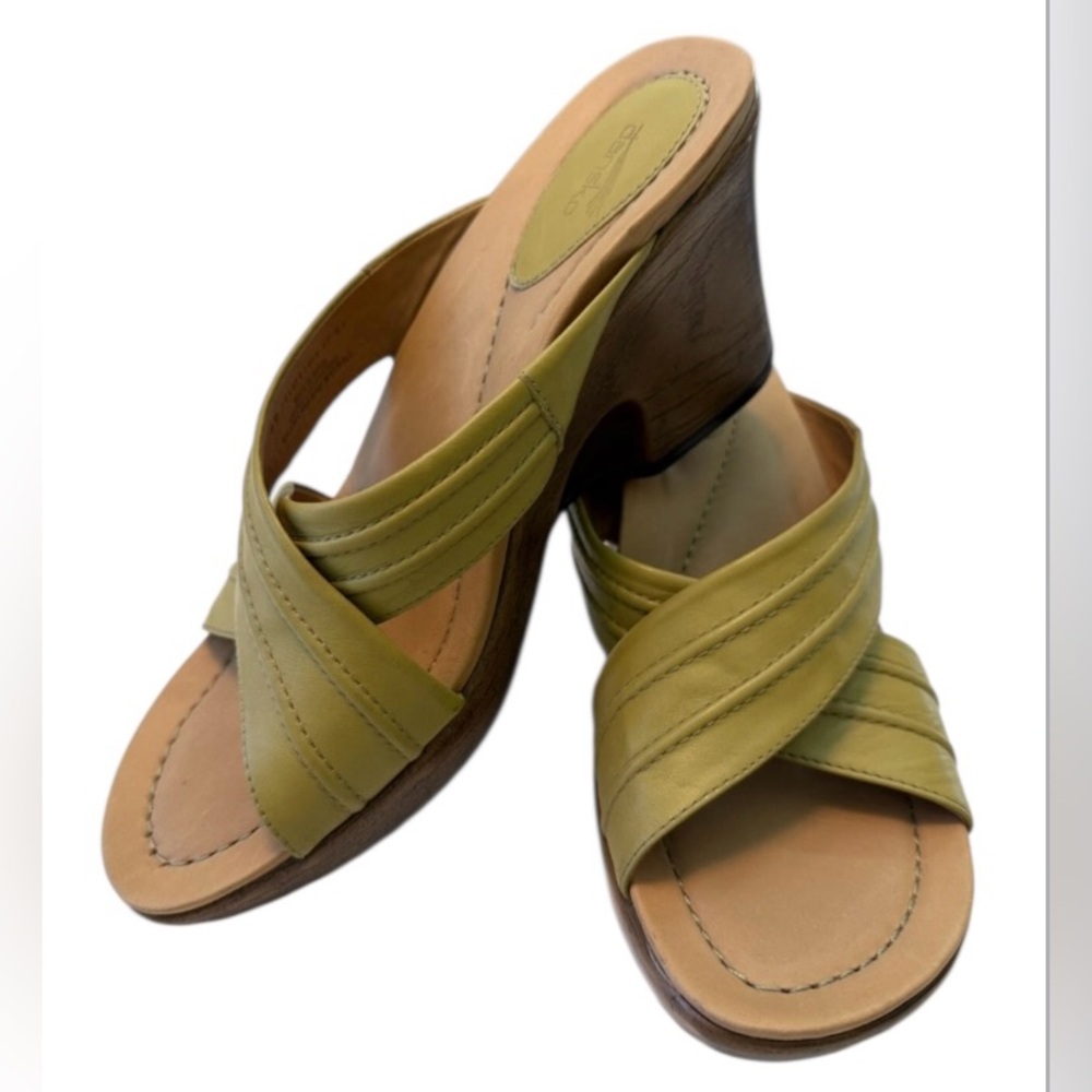 Dansko  Olive Leather Slides Sandals Shoes High Heel Women's Sz 9